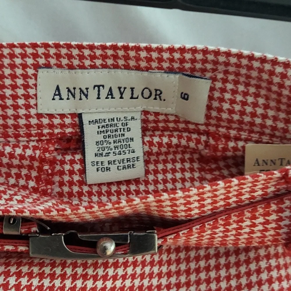 Vintage Ann Taylor Gingham Houndstooth pleated mini Skirt Belt